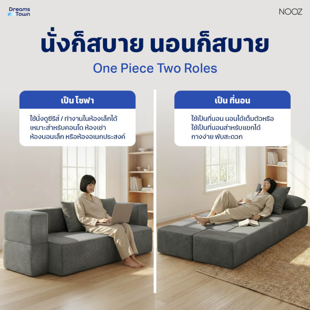 โซฟาเบด 2 IN 1 NOOZ SOFA BED สีเทา_4